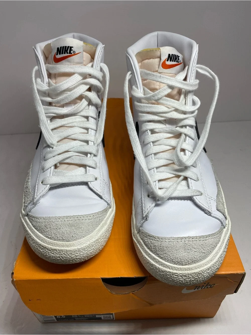 Nike White & Orange Men’s High-Top Sneakers